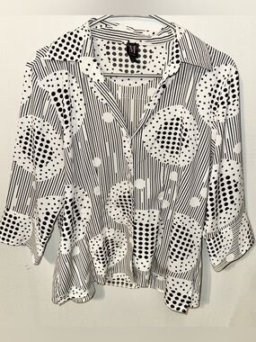 Milano Black and White Patterned Button Down Shirt